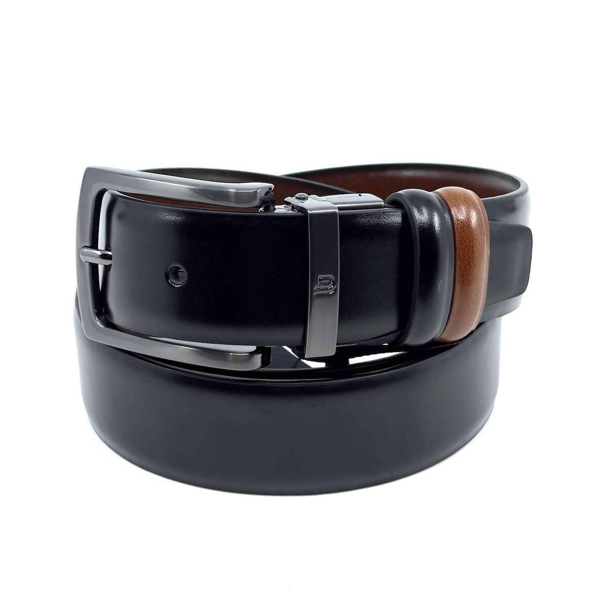 LEGEND ACCESSORIES ΑΝΔΡΙΚΗ ΔΕΡΜΑΤΙΝΗ ΖΩΝΗ DOUBLE SIDED DARK NICKEL ΠΟΡΠΗ BLACK-TABA